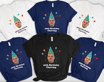 Personalised Birthday Photo Shirts, Funny Face Photo Printed Birthday Shirts, Custom Group Matching Birthday Tees, Happy Birthday Party Tops