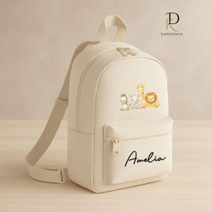 Sac à dos safari personnalisé pour enfants, sac à dos jungle personnalisé avec nom, sac imprimé pour la rentrée des classes pour tout-petits, cadeau animal de zoo pour garçons filles
