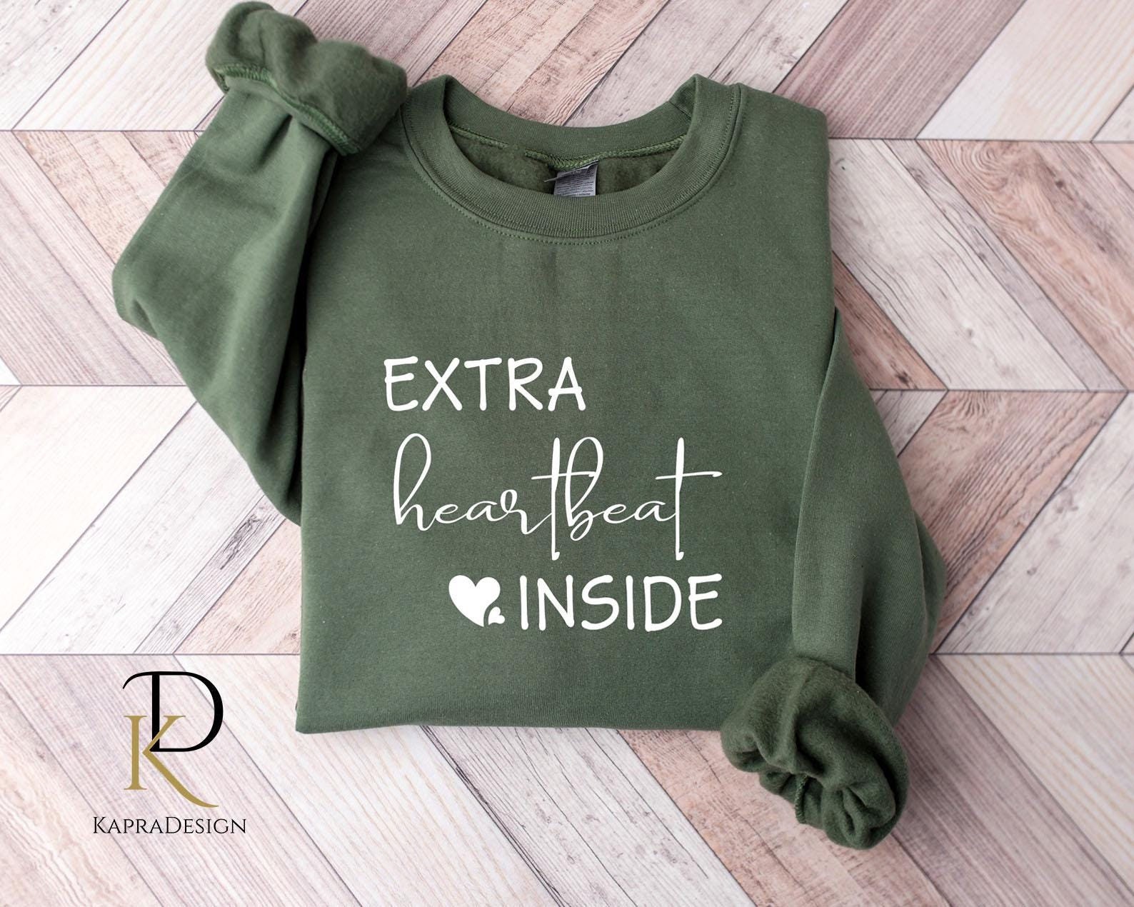 Extra Heartbeat Inside Crewneck, Pregnancy Announcement Sweatshirt, Mommy-to-Be Jumper, We're Expecting, Maternity Gift, Mothers Day Gift