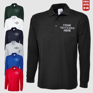 Custom Embroidered Long Sleeves Polo Shirt, Personalised Text/Logo Work Wear Polo, Your Company Design Monogram Shirt, Customised Staff Tops
