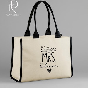 Personalised Future Mrs Tote Bag, Custom Name Bride Bag, Wedding Gift for Her, Bridal Shower Gift, Engagement Tote, Future Last Name Bags