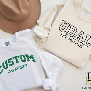 Personalised Varsity Embroidered Sweatshirt, Custom College University Crewneck, Custom Text Retro Sweaters, Graduation Gifts for Him/Hers