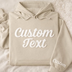 Custom Text Puff Print Hoodie, Add Your Own Name/Text Jumper
