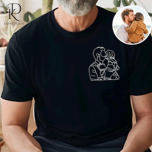 Custom Dad Photo Outline Sketch Shirt, Personalised Photo Printed Portrait Shirt, Memorial Best Dad 80th Birthday Gifts, Fathers Day Gifts