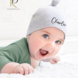 Gepersonaliseerde babymutsje met naam, pasgeboren ziekenhuismutsje, aangepaste bedrukte babybeanie, kraamcadeau, babymutsje, Coming Home-accessoire