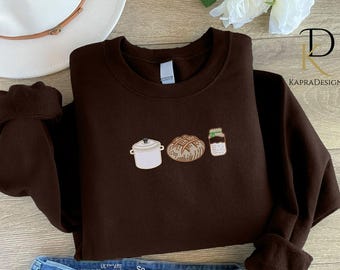 Embroidered Sourdough Trio Sweatshirt, Foodie Unisex Crewneck, Artisan Bread Lover Sweaters, Sourdough Baker's Gifts, Gift for Bread Bakers
