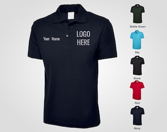Personalised Embroidered Polo Shirts, Custom Text and Logo Monogrammed Golf T Shirts, Company Logo Digitized Polo Tops, Staff Team Shirts