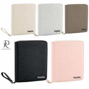 Organizador de viaje de cuero personalizado, porta pasaporte familiar con monograma, portadocumentos de viaje con nombre personalizado, carpeta para documentos de viaje para él