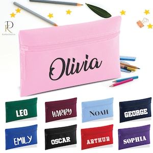Personalised Kids Pencil Case with Name, Custom Zip Pouch for Girls or Boys, Back to School Stationery Printed Bag, Gift Idea for Children