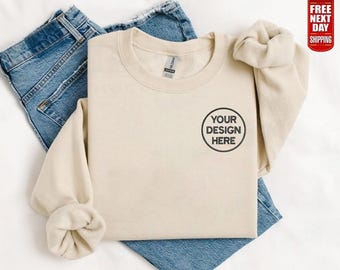 Custom Embroidered Sweatshirt, Personalised Text/Logo Jumper, Business Branding Sweater, Monogram Crewneck, Team Uniform, Gift for Him/Her
