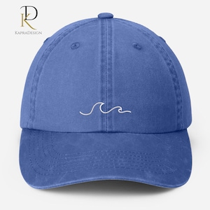 Beach Wave Embroidered Baseball Cap, Beach Vintage Dad Hat, Coastal Summer Aesthetic Hat, Ocean Wave Hat, Beach Lover Gift for Her or Him