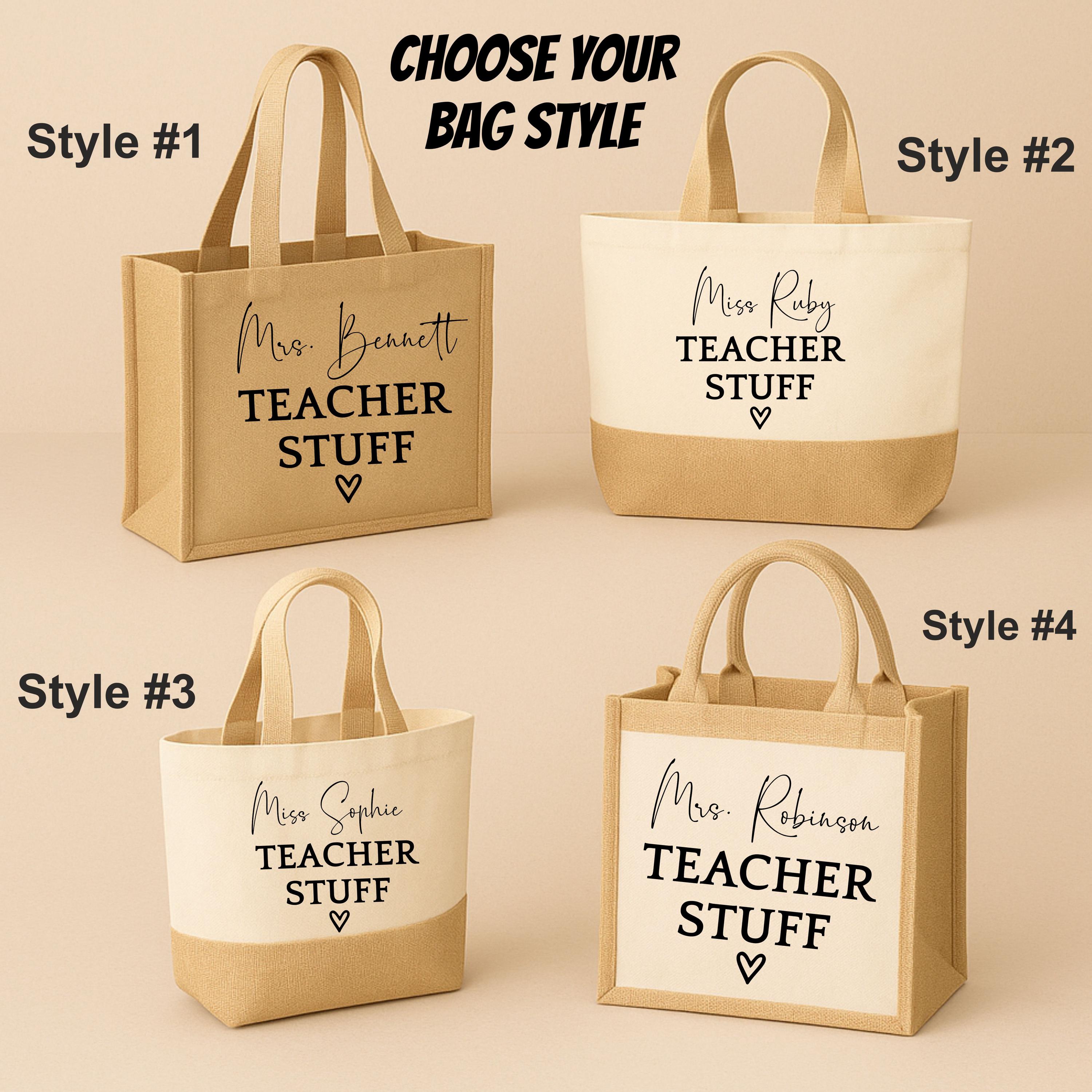 Custom Name Tote Bag for Teacher, Personalised Teacher Bag, Back