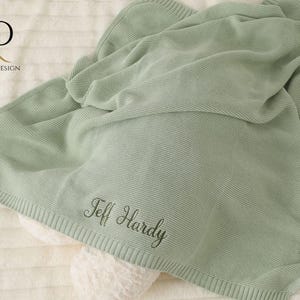 Personalised Baby Blanket with Name, Embroidered Newborn Baby Name Blanket, Stroller Soft Cotton Blanket, Baby Shower Gift, Newborn Gifts