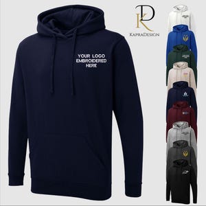 Custom Logo Embroidered Hoodie, Your Own Business Logo Monogram Hoodie, Personalized Workwear Jumpers, Company Uniform, Gift for Employees