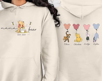 Custom Mama Bear Hoodie, Mothers Day Hoodies with Names on Back, Custom Momma Hoodie, New Mum Gift, Hoodie gift for Mum, Gifts for New Mom
