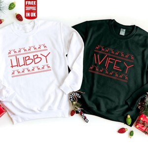 Hubby and wifey christmas jumpers hotsell