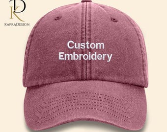 Personalised Embroidered Baseball Cap, Custom Text/Logo Vintage Hat, Your Business Logo Monogram Adjustable Hat, Customise Workwear Headwear