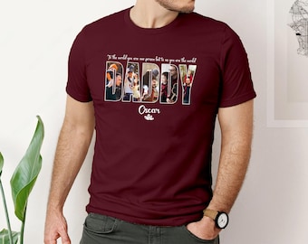 Maglietta con foto personalizzata per papà, regalo per la festa del papà, magliette stampate personalizzate per papà, il miglior regalo per papà dai bambini, maglietta con foto commemorativa per la festa del papà