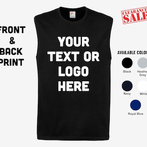 Personalised Text & Logo Printed Vest, Make Your Design Here Tank Top, Cusotomised Front/Back Gym Tank Top, Any Sports and Compony Logo Vest