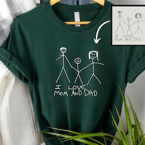 Personalised Kids Drawing T-Shirt, Custom Photo Child&#39;s Artwork on Tees, Family Matching Mother&#39;s Day Gifts, Memorial Outfits for Parents