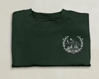 Personalised Embroidered T-Shirt, Custom Text/Quote On Left Brest Crewneck Design, Matching Unisex Tees, 100% Cotton Shirts, Christmas Gifts