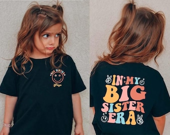 Personalised Big Sister T-Shirt, Custom Name Pregnancy Announcement Tee, Toddler Girl Big Sister Gift, Baby Reveal Shirt, Sibling Reveal Top