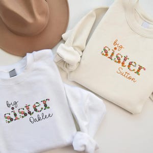 Personalised Embroidered Big Sister Sweatshirt, Custom Name Kids Jumper, Toddler Girl Gift, Sister Matching Outfit, New Sibling Gift Idea