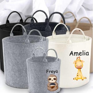 Benutzerdefinierter Safari-Dschungel-Themed Filzspielzeug-Vorratsbehälter, personalisierter Name gedruckter Safari-Dschungel-Tasche, Kinderzimmer-Spielzimmer-Organizer, Kinderzimmer-Korb