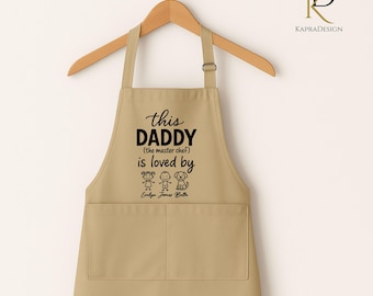 Personalised Dad Apron with Kids Names, Best Dad Ever Cooking Gift, Custom Printed Father’s Day Present, Funny Grill Chef Dad Apron for Him