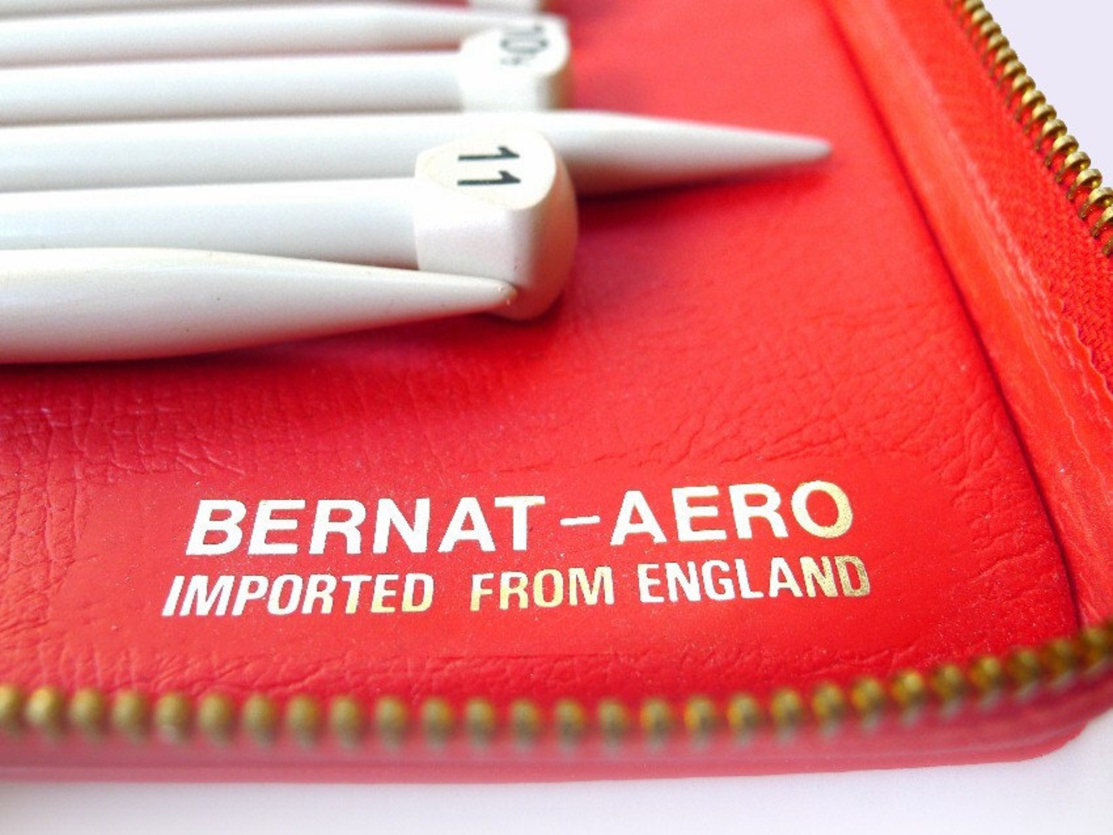 Vintage Bernat Aero Knitting Needles Set Bright Red Case Made Etsy