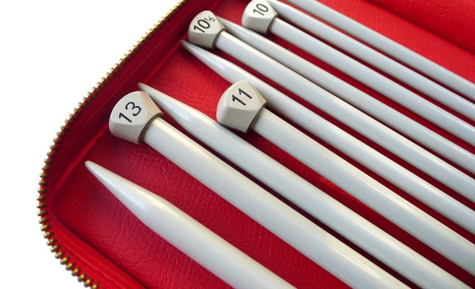 Vintage Bernat Aero Knitting Needles Set Bright Red Case Made Etsy