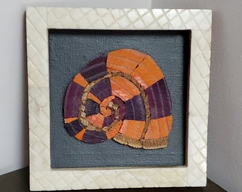 Orange and Purple Snail - Wood Mosaic Art