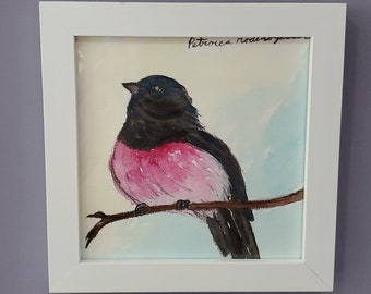 Pink Robin India Ink Painting - Original