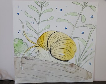 Golden Mystery Snail - India Ink Painting - Original