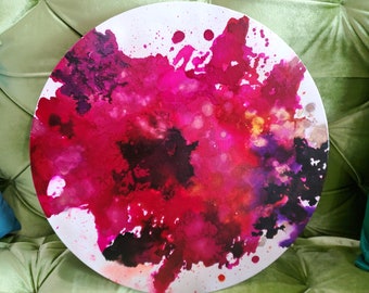 Abstract Red, Purple, and Gold Round Circle Painting - Original Painting on Canvas