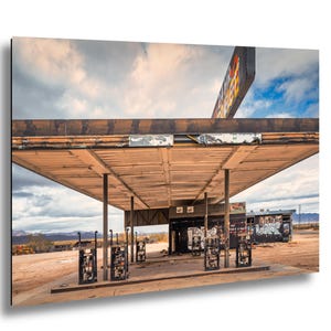 Gas Station Wall Art, Abandoned Texaco Station in Desert Center California, Rustic Desert Roadscape, Vintage Auto Service Decor, Photography