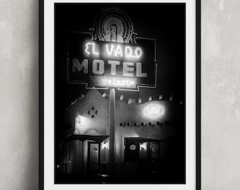El Vado Motel Print: Albuquerque Route 66 Wall Art Black & White Photography