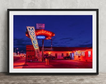 Americana Motel on Route 66 Photo Print: Tucucmcari, New Mexico Wall Art Decor