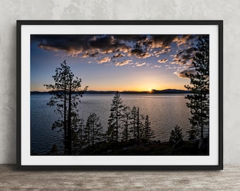 Lake Tahoe Sunset Large Wall Art Print: Nevada California Landscape Photography