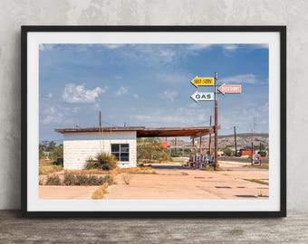 West Texas Gas Station Wall Art Print: Big Bend Desert Landscape Photo Decor