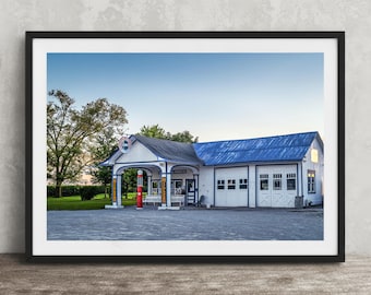 Historic Route 66 Gas Station Print: Vintage Pump Standard Oil Travel Art Photo