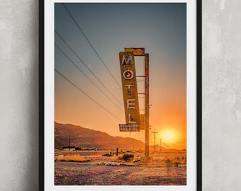 Bagdad Cafe Movie Route 66 Sign Wall Art Print: Henning Motel Desert Photo