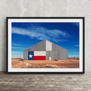 Texas Flag Barn Wall Art Print: Rustic Panhandle Decor