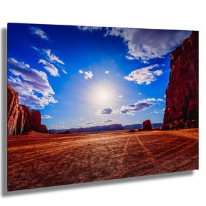 Desert Landscape Photo - Monument Valley Sunset with Red Rock Cliffs Wall Art on Premium Photo Paper, Canvas, Acrylic, or Metal Decor
