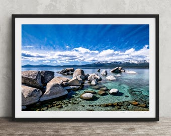 Lake Tahoe Sand Harbor Large Wall Art Print: Turquoise Water Photography