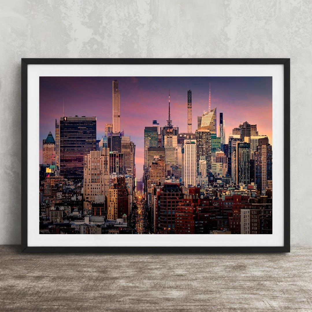 Manhattan Skyline at Dusk Wall Art Print: NYC Skyscraper Photography - Etsy