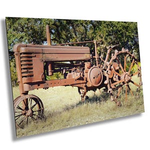 Vintage Tractor Farm Photography: Rustic Farmhouse Wall Art Canvas Print - Agricultural Equipment Decor
