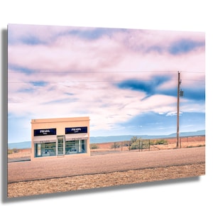 Fashion Wall Art - Marfa Store Photograph: Pastel Sunset Sky Print on Poster, Photo Paper, Canvas, Acrylic, or High Gloss Metal