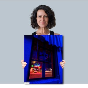 Blue Swallow Motel Neon Sign Print: Vintage Route 66 Americana Decor