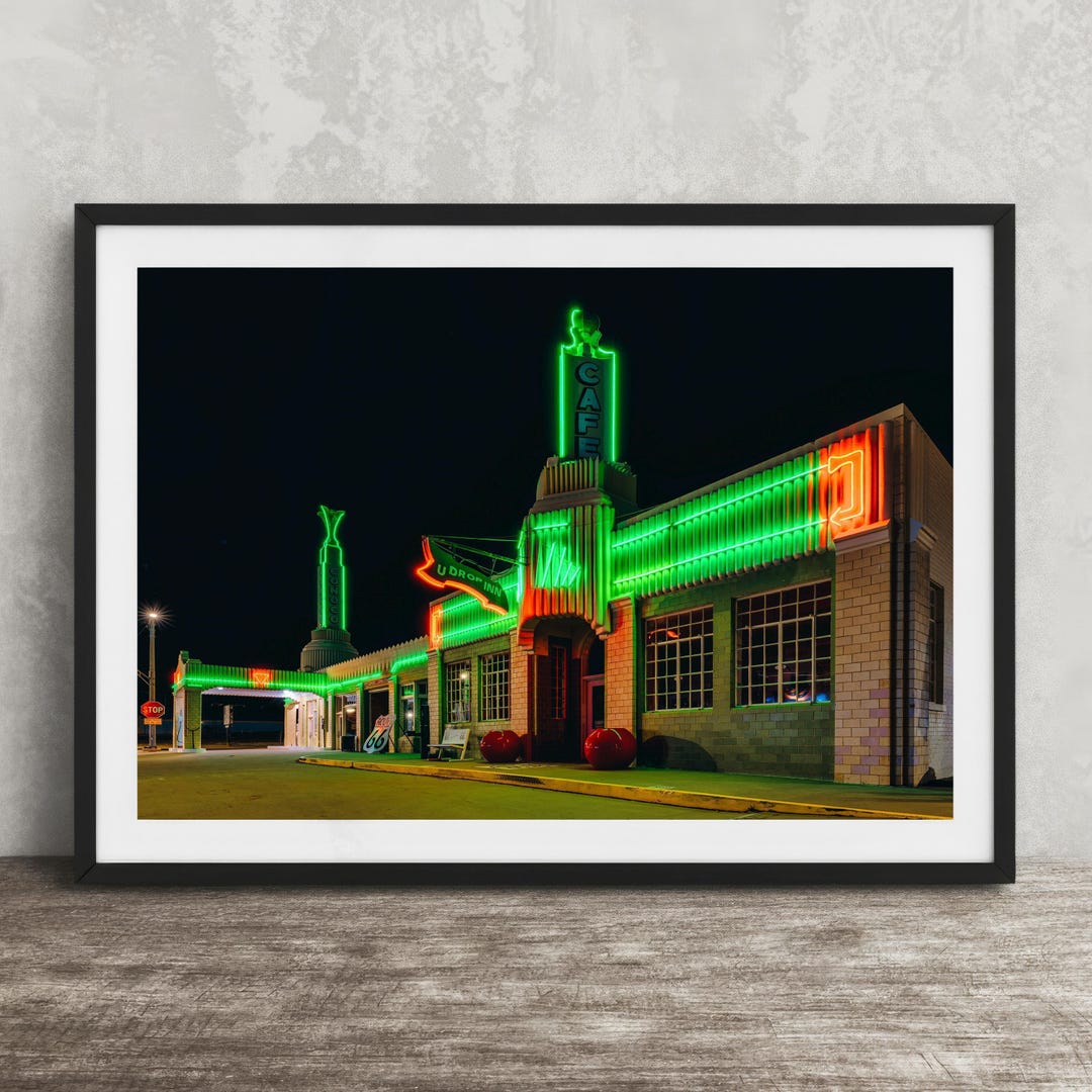 Route 66 U Drop Inn Photo Print: Wall Art Deco Gas Station Photography ...